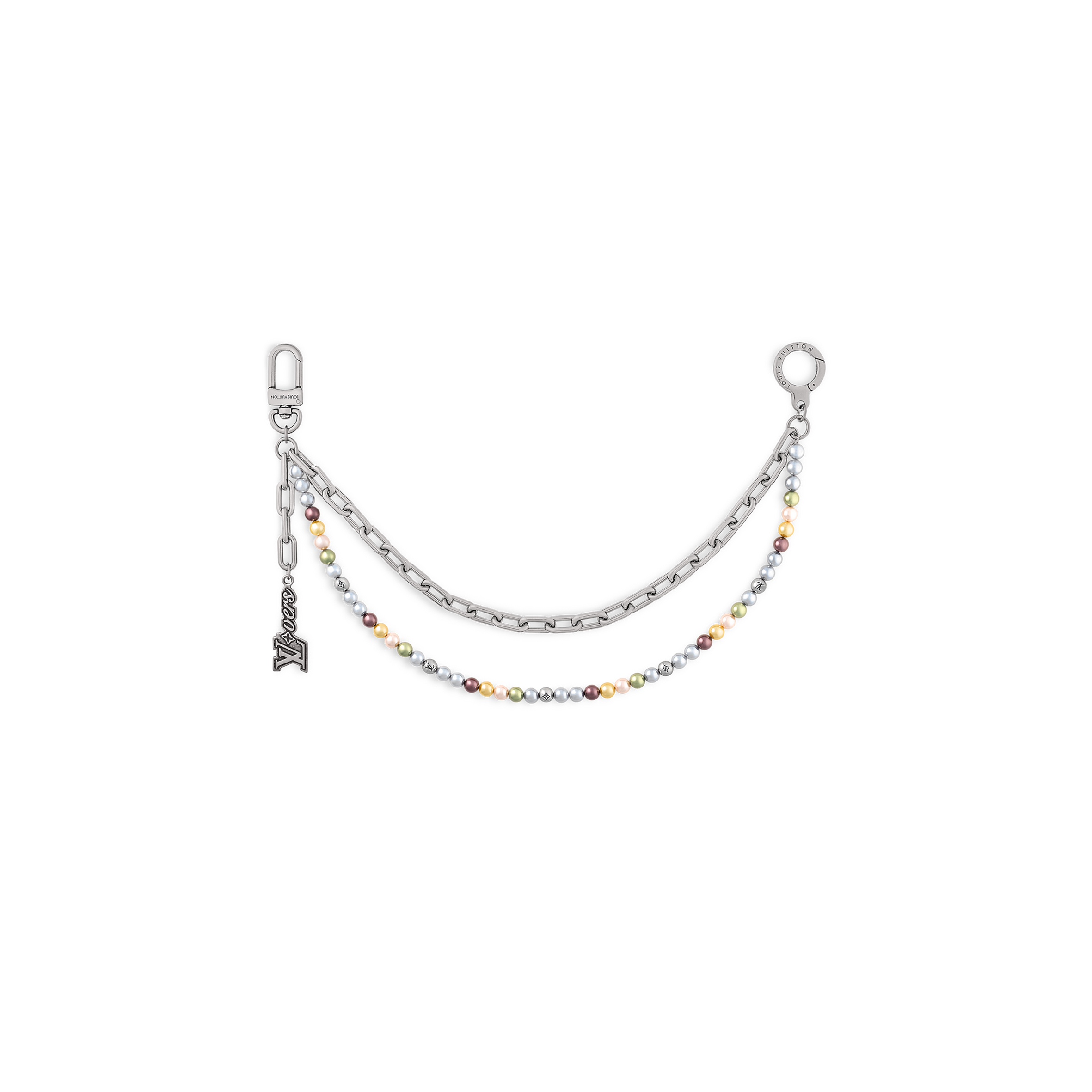 l**is V*t*n pearls chain belt and bag charm m02293